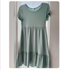 Pink Rose Teal Baby Doll Dress